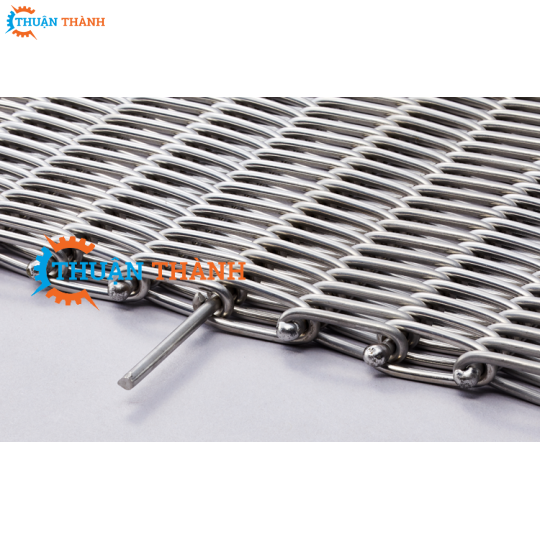 Băng tải lưới inox sợi xoắn - ty xỏ thẳng